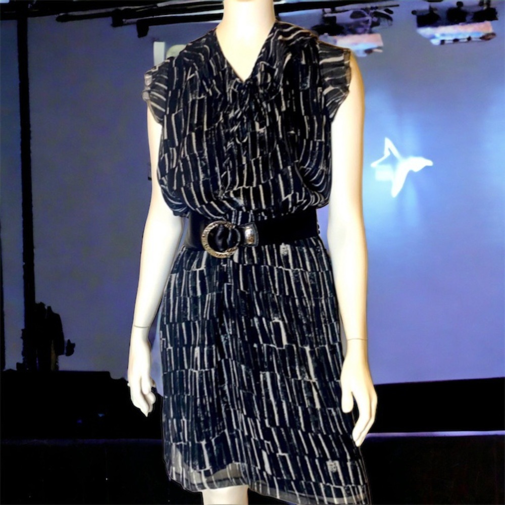 DKNY black and white pattern dress